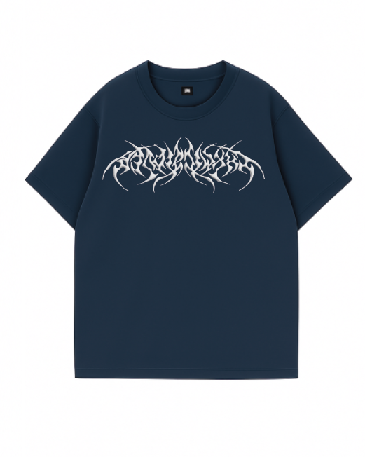 Camiseta Azul Diseño Y2k Blanco