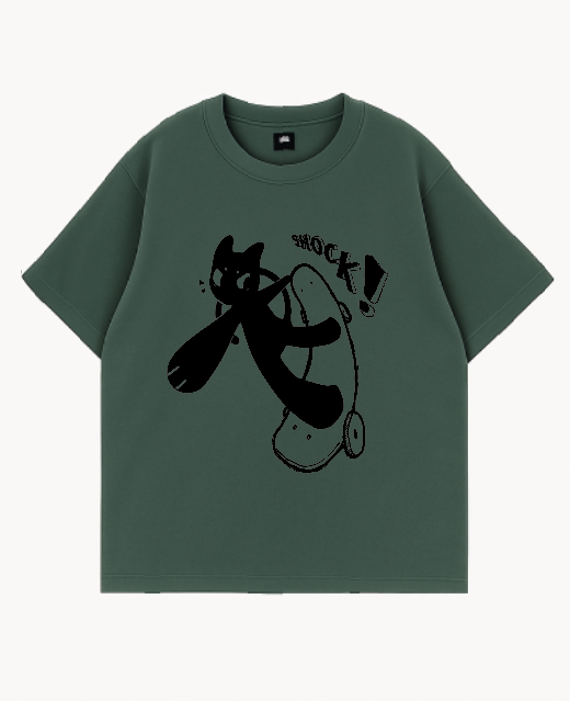 Camiseta De Manga Corta Verde Gato Skate