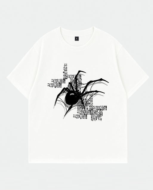 Camiseta De Manga Corta Araña Letras Japonesas
