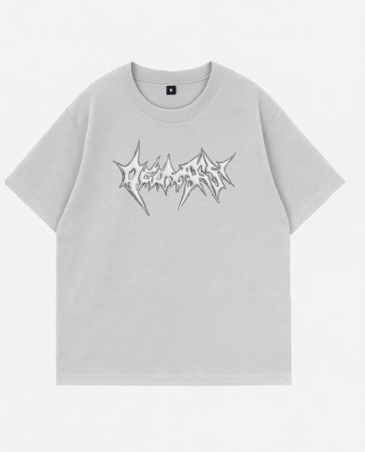 Camiseta De Manga Corta Gris Diseño Metalico