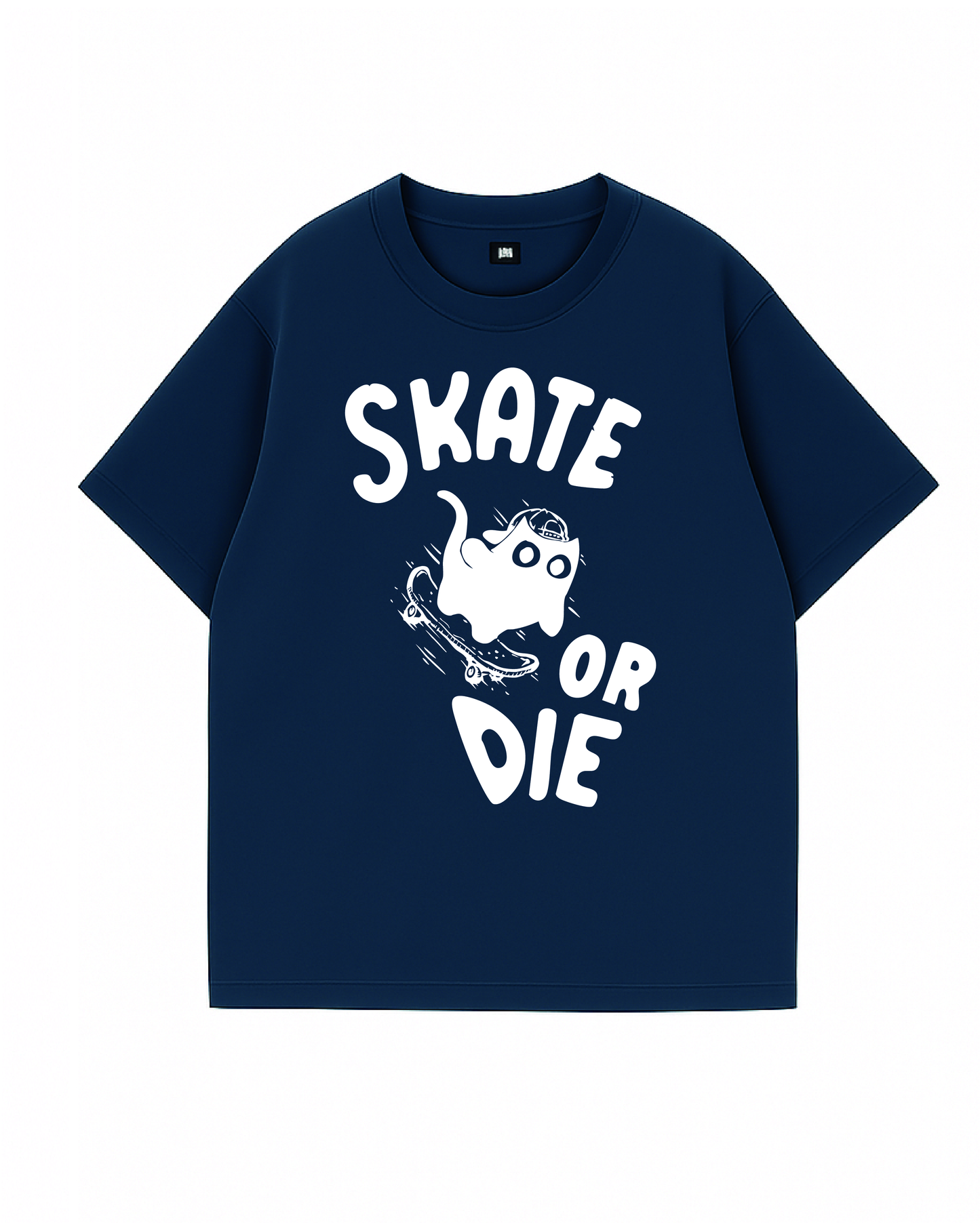Camiseta Manga Corta Azul Gato Skater